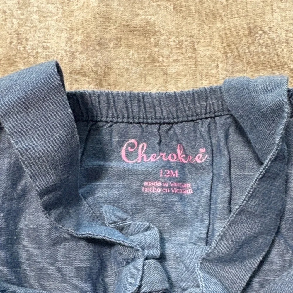 Cherokee Denim Romper with Colorful Trim